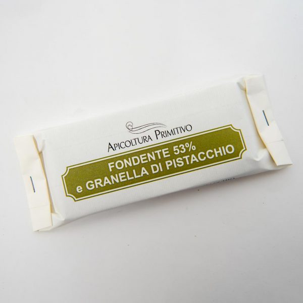 Cioccolato fondente 53% e granella di pistacchio