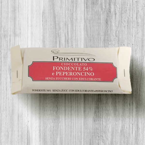 Cioccolato fondente 54% con peperoncino ed edulcorante