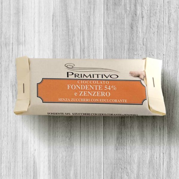 Cioccolato fondente 54% con zenzero ed edulcorante